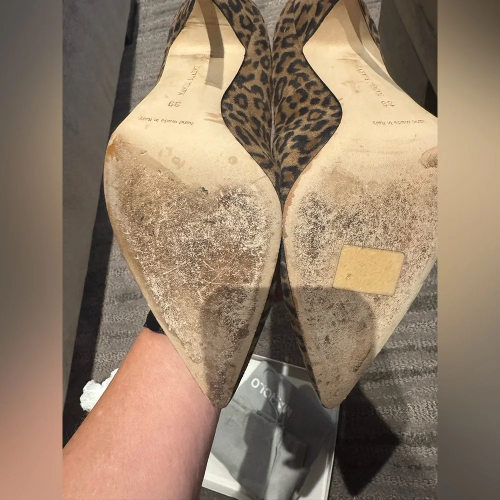Manolo Blahnik Leopard Suede Pumps